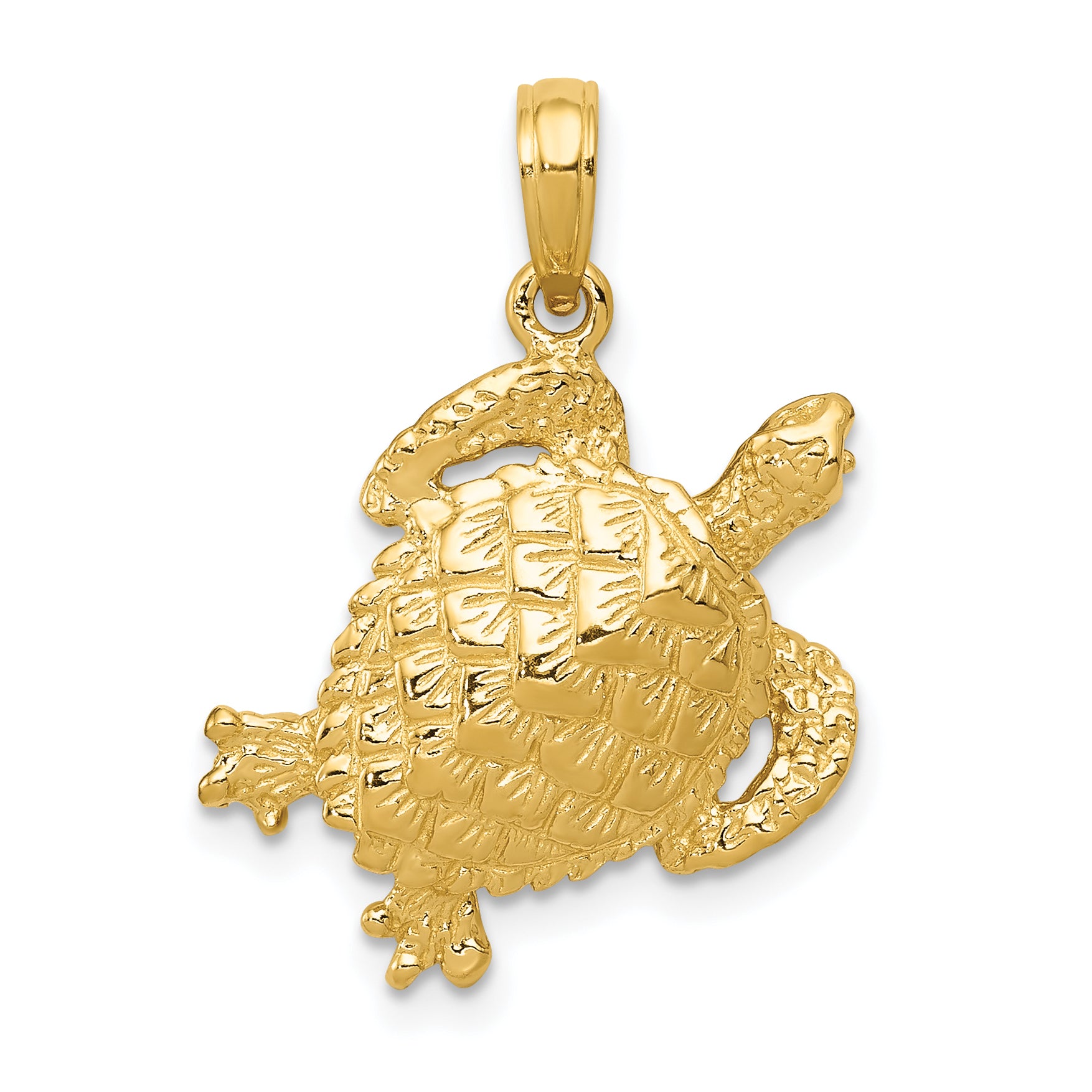 14k Solid Polished Open-Backed Turtle Pendant Main image