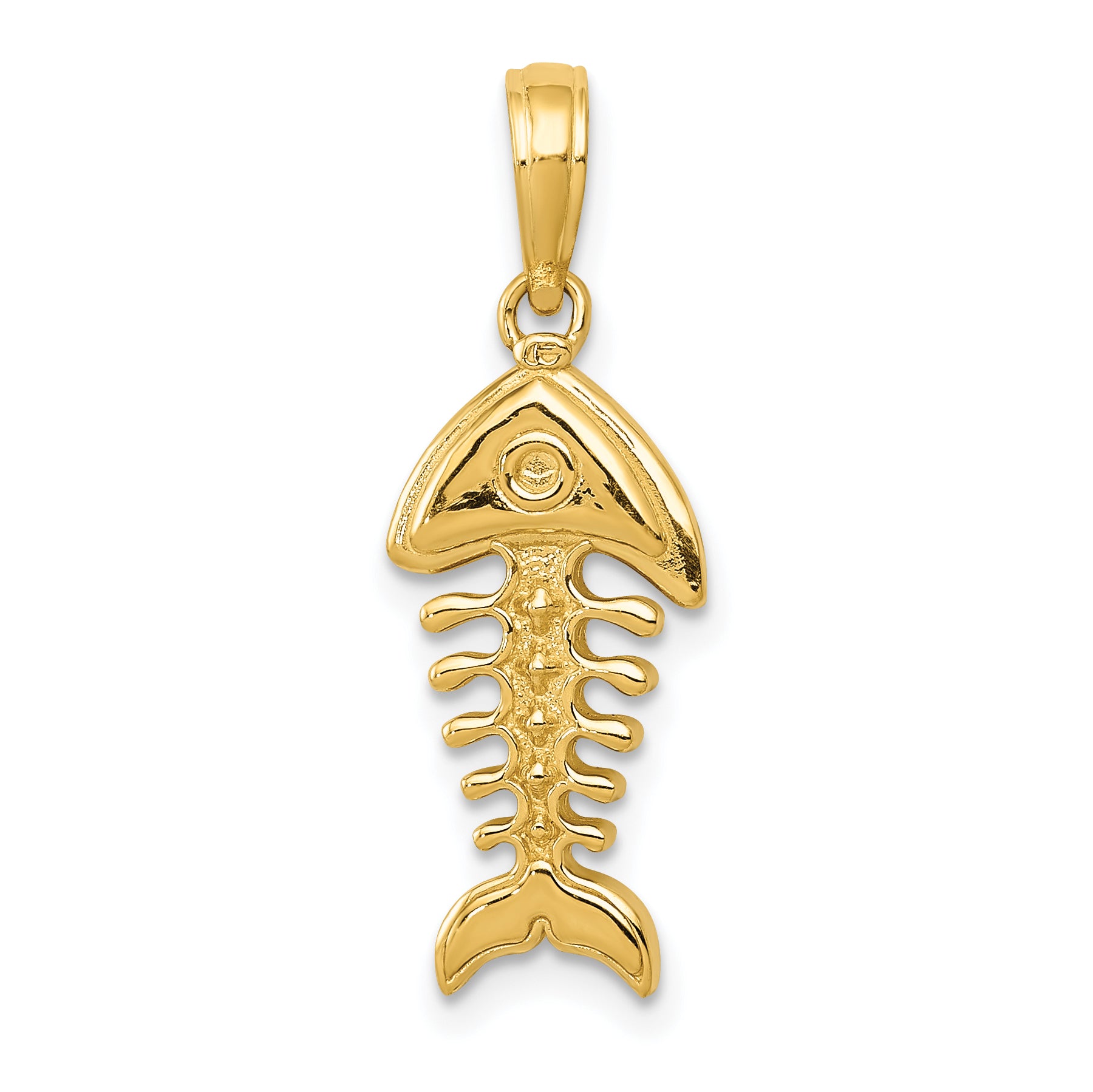 14K Polished 3-D Fish Bone Pendant Main image
