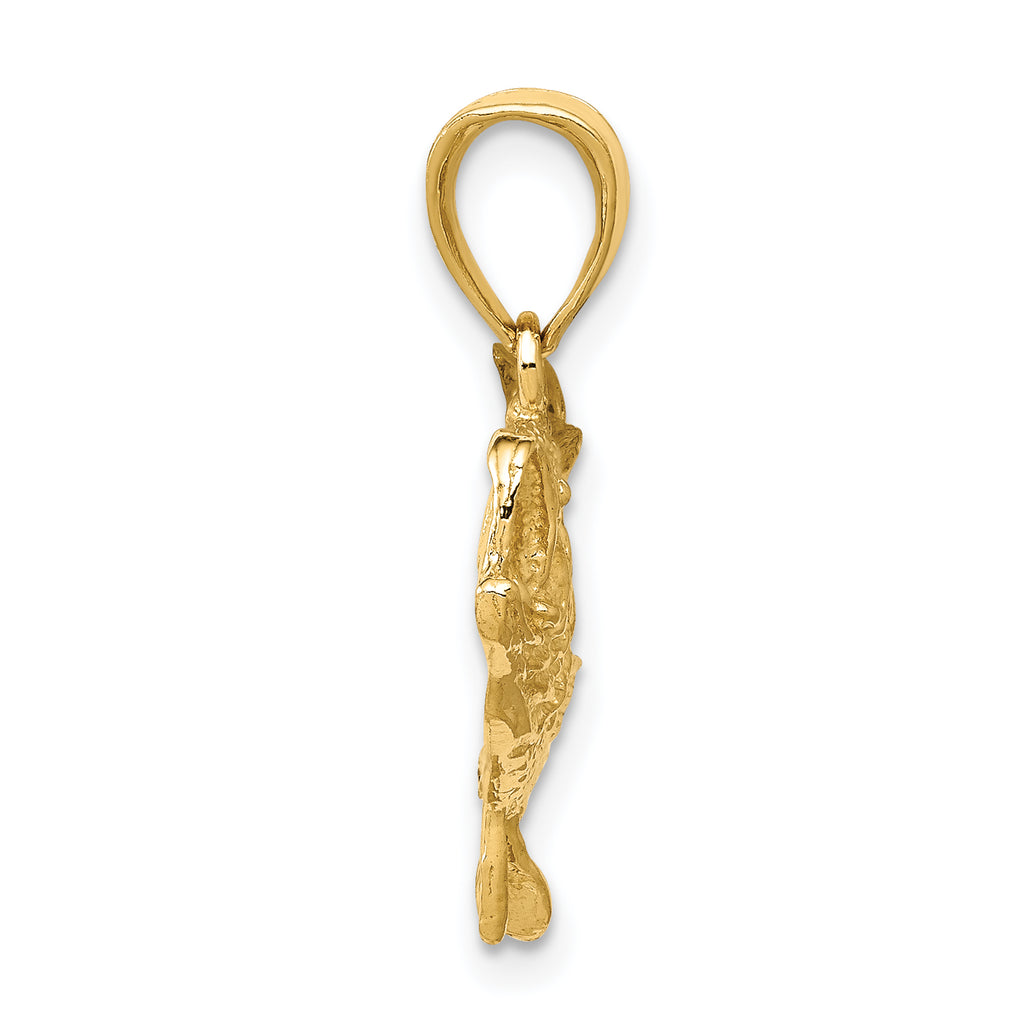14K Gold Men's Polished Bass Fish Pendant by Sophia Jewelers