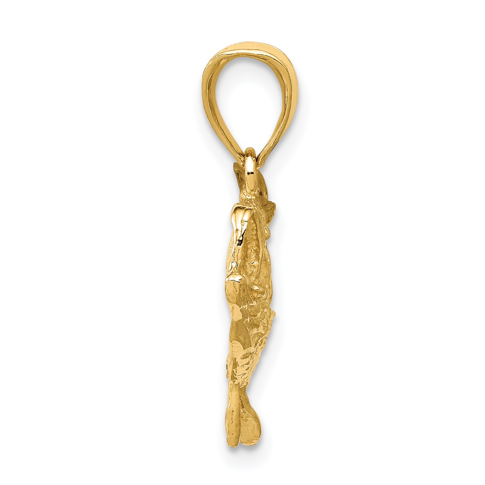 14K Gold Men's Polished Bass Fish Pendant by Sophia Jewelers
