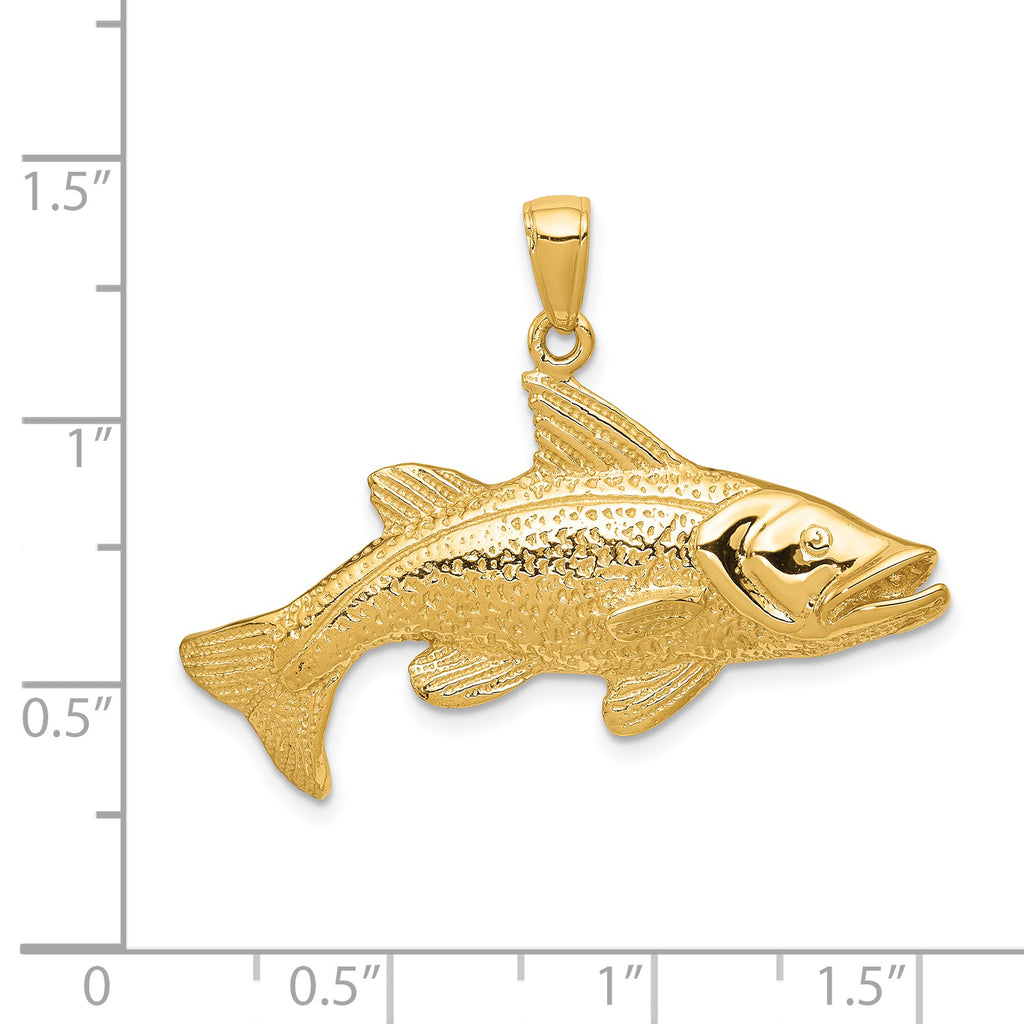 14K Gold Men's Redfish Pendant with Polished Solid Finish