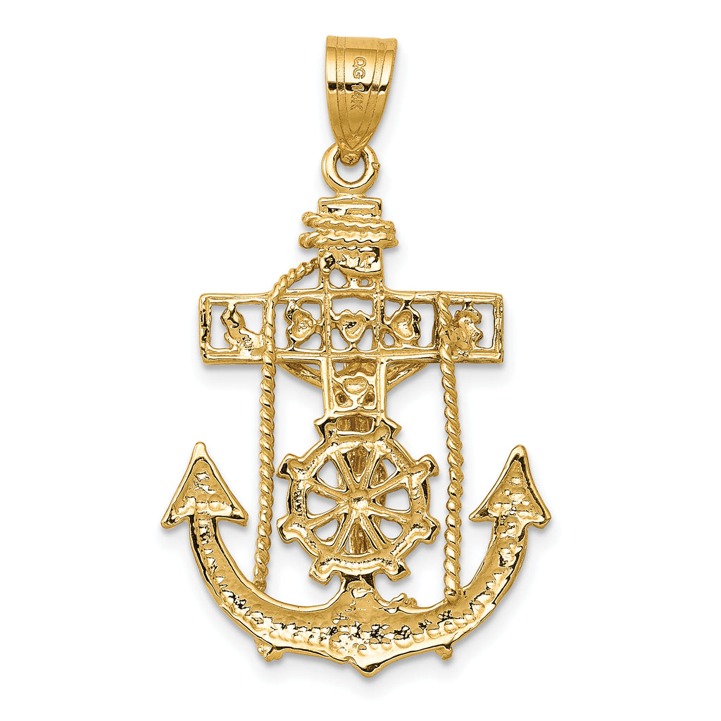 14K Gold Mariners Cross Pendant with Elegant Yellow Finish