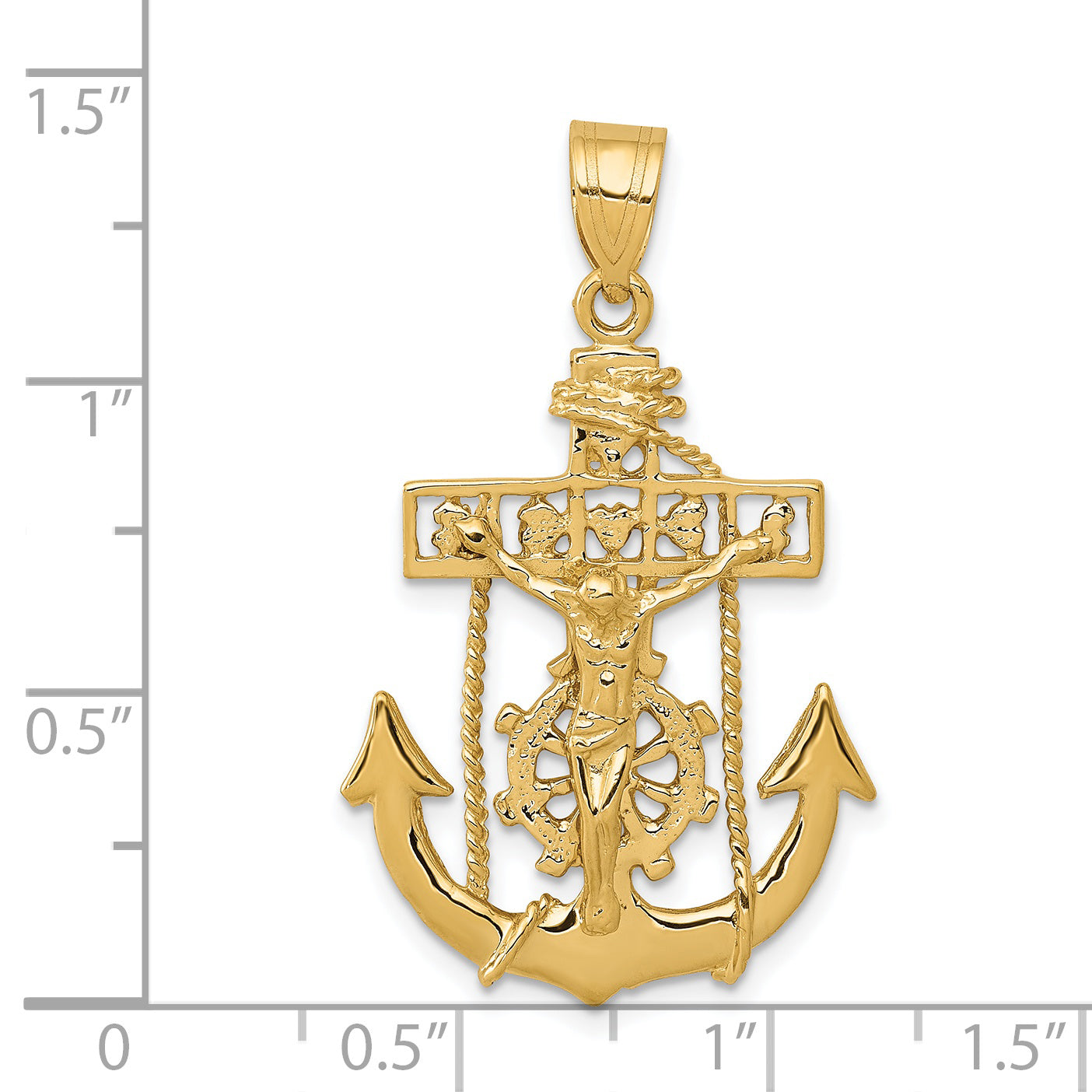 14K Gold Mariners Cross Pendant with Elegant Yellow Finish