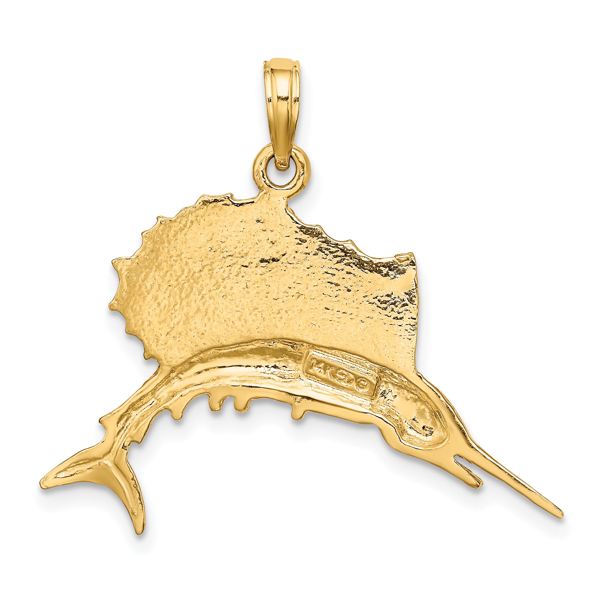 14K Gold Men's Sailfish Pendant with Polished Solid Finish