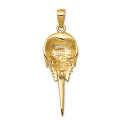 14K Gold Moveable Horseshoe Crab Pendant for Men Polished Finish