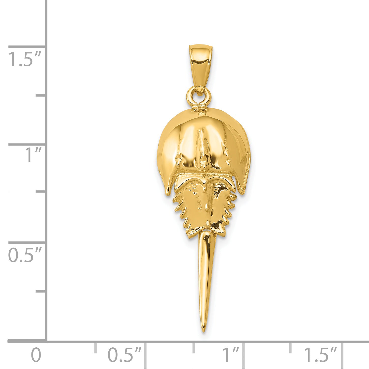 14K Gold Moveable Horseshoe Crab Pendant for Men Polished Finish