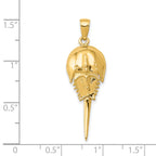 14K Gold Moveable Horseshoe Crab Pendant for Men Polished Finish