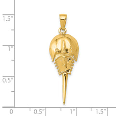 14K Gold Moveable Horseshoe Crab Pendant for Men Polished Finish