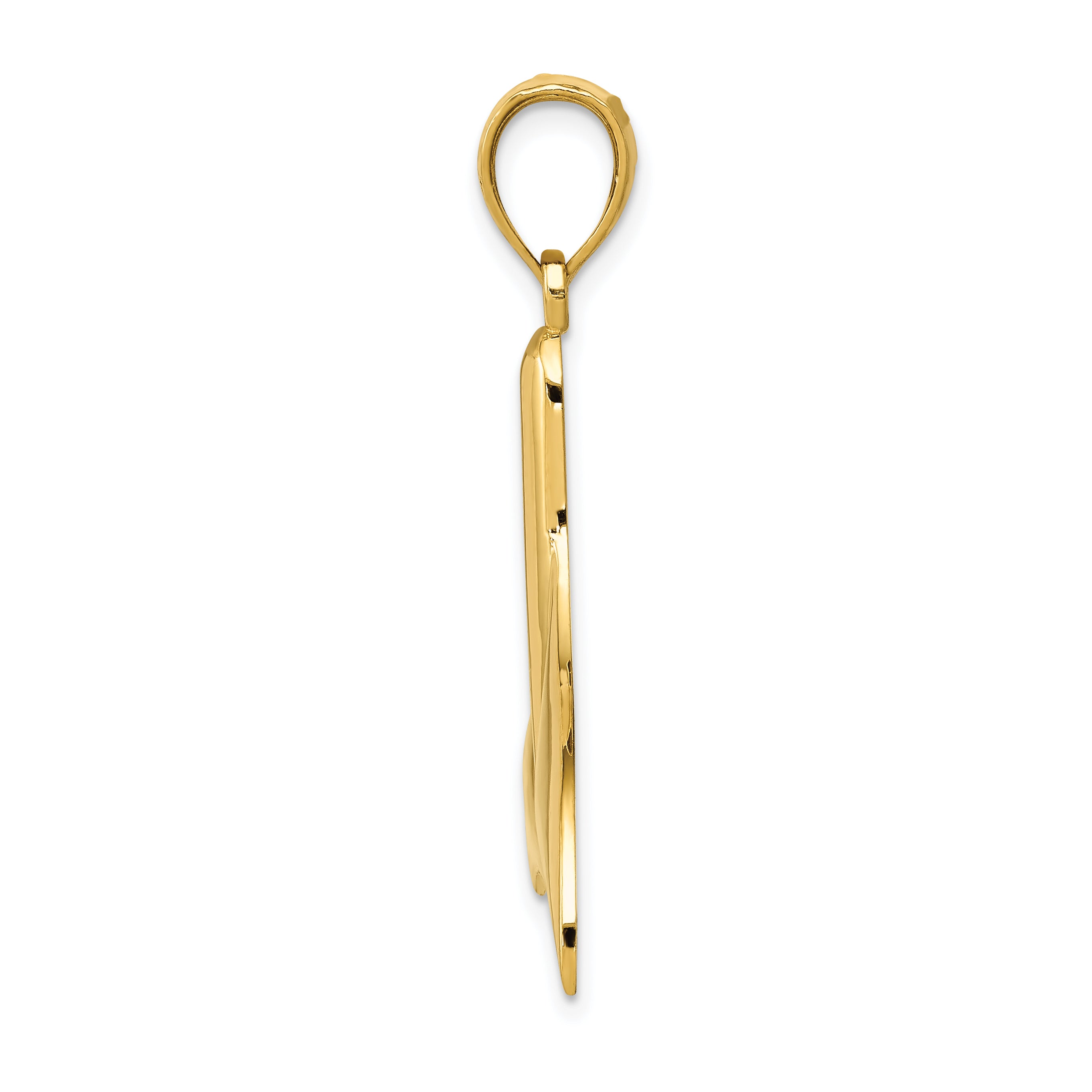 14K Gold Whale Tail Pendant  Large, Solid Polished Design for Men