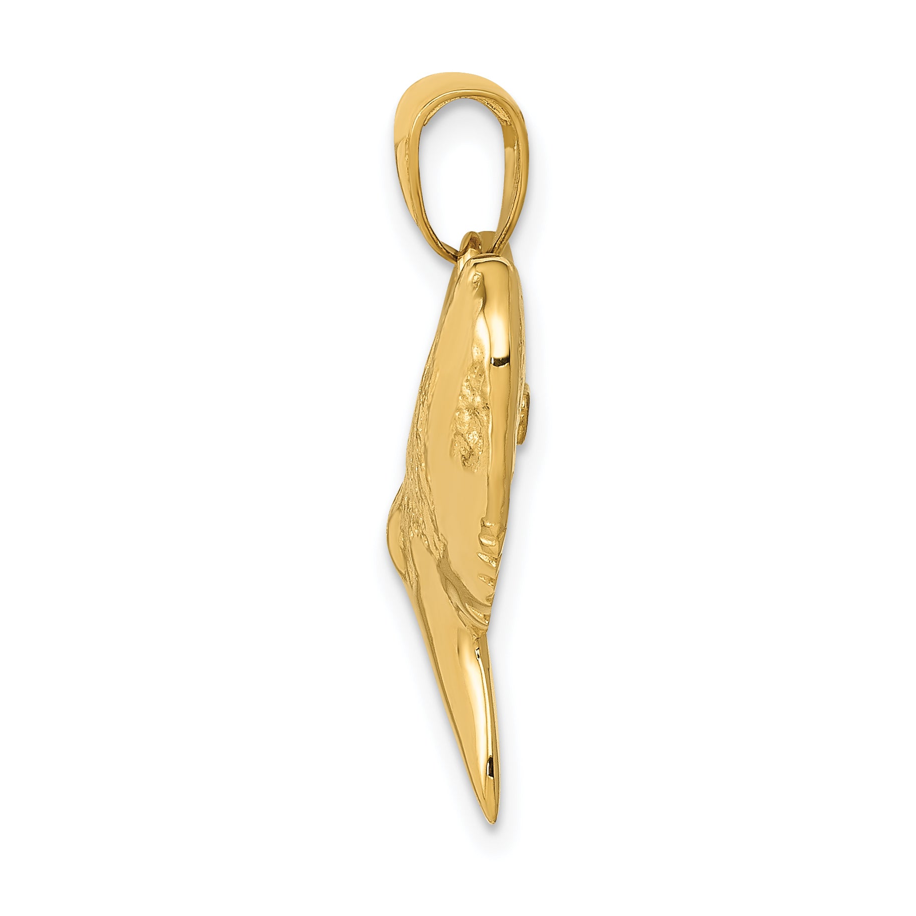 14K Gold Solid Polished 3D Shark Tooth Pendant for Men Secondary image