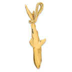 14K Gold Hollow 3D Shark Pendant for Men Polished Bold Design