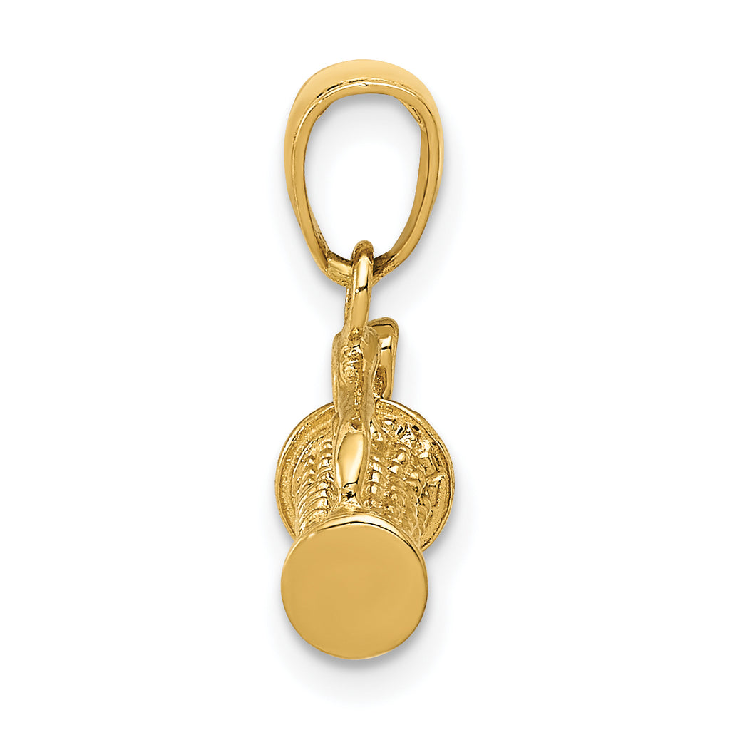 14K Gold 3D Golf Bag Charm with Clubs, Polished, Elegant Themed Design