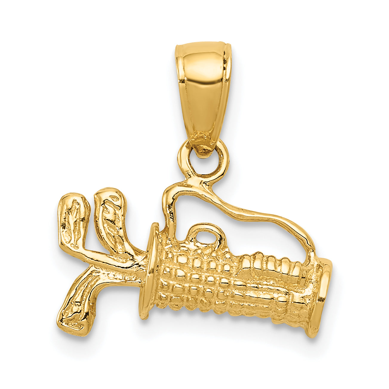 14K Solid Polished 3-D Golf Bag With Clubs Charm Main image