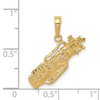 14K Gold Golf Bag with Clubs Charm  Polished Open-Back Design for Men