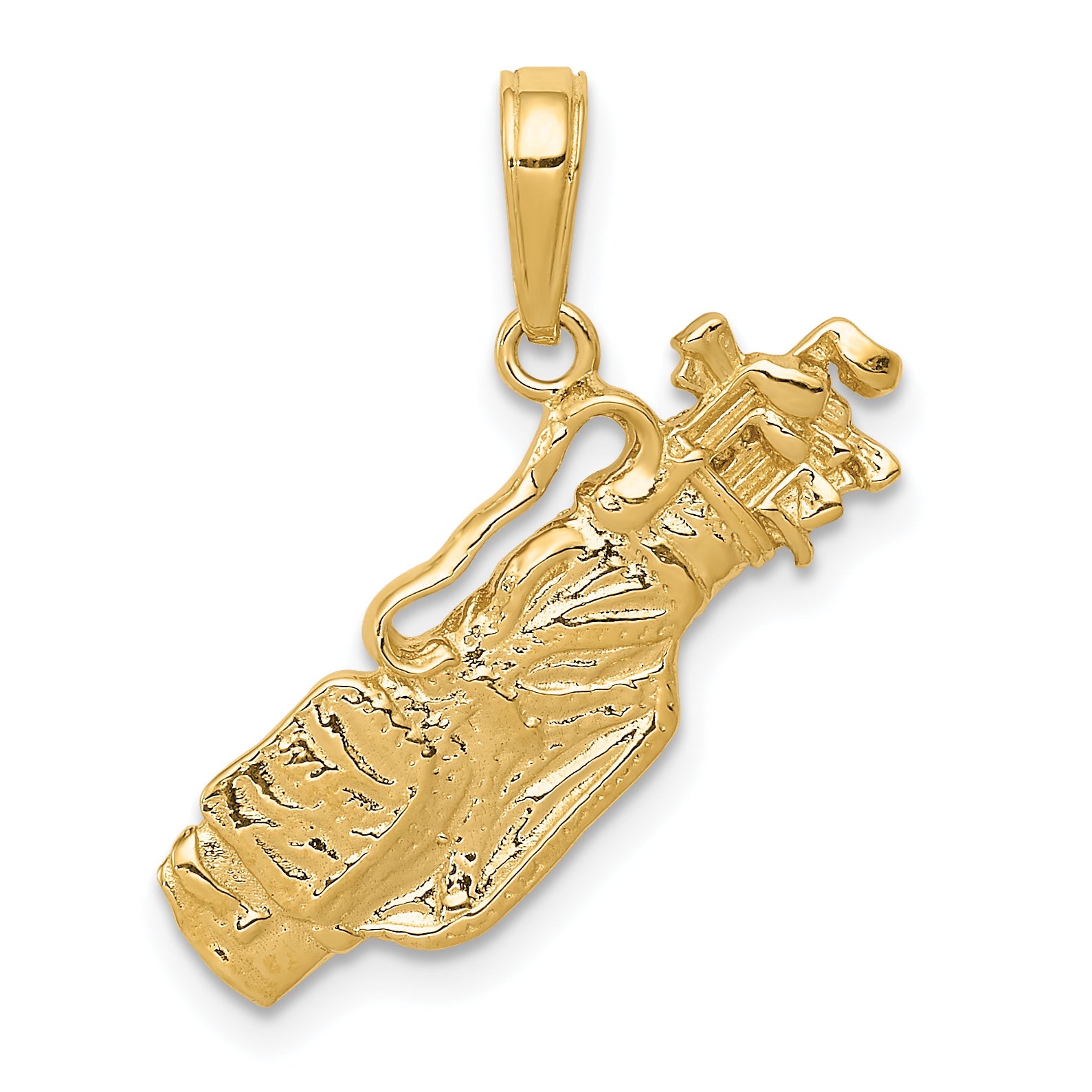 14k Solid Polished Open-Backed Golf Bag with Clubs Charm Main image