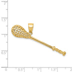 14K Gold 3D Lacrosse Stick Pendant for Men  Solid Polished Crafted Charm
