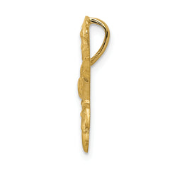 14k  Satin Diamond-cut Open-Backed Karate Female Chain Slide