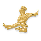 14k  Satin Diamond-cut Open-Backed Karate Female Chain Slide