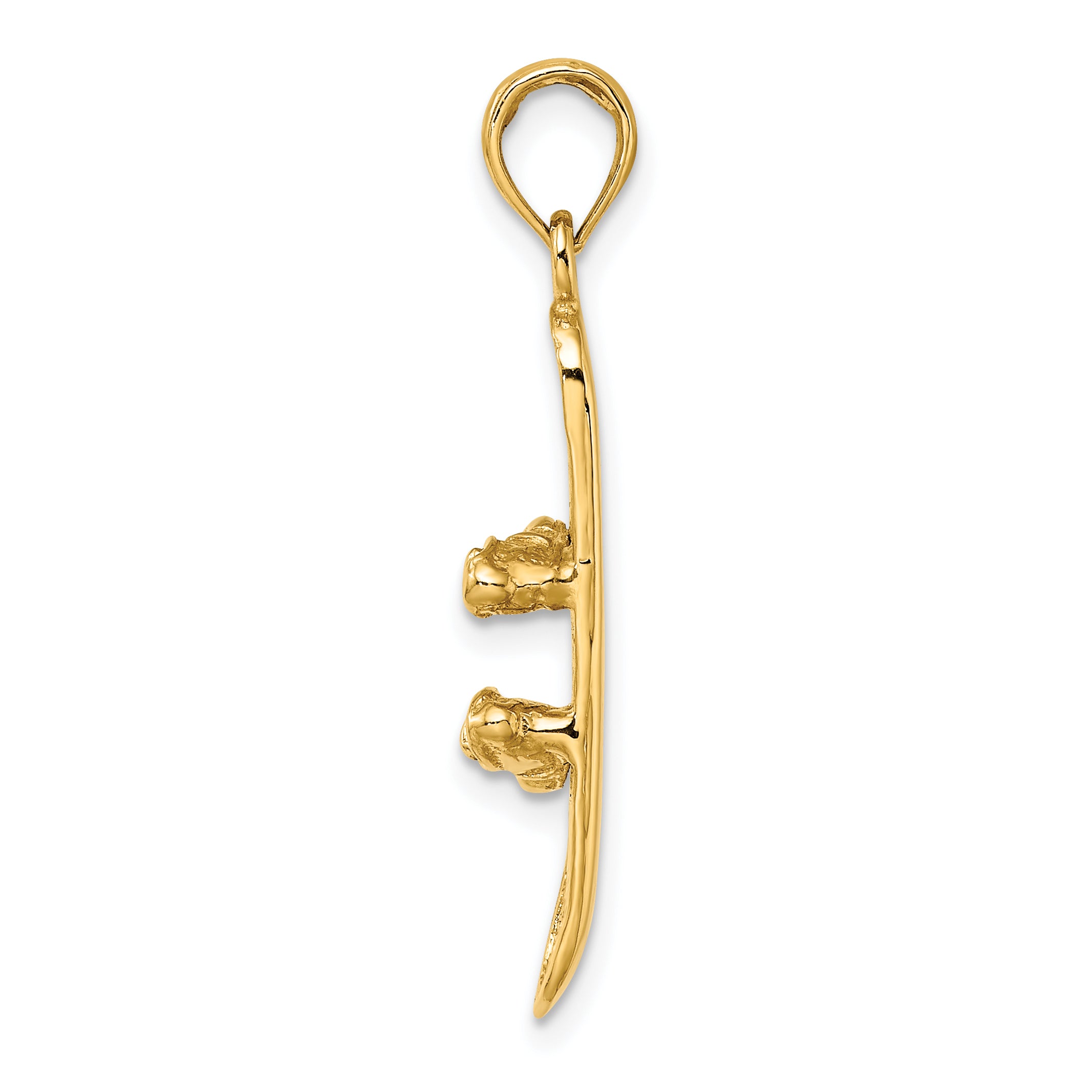 14K Solid Polished 3-D Snowboard Charm Secondary image
