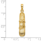 14K Solid Polished 3-D Snowboard Charm
