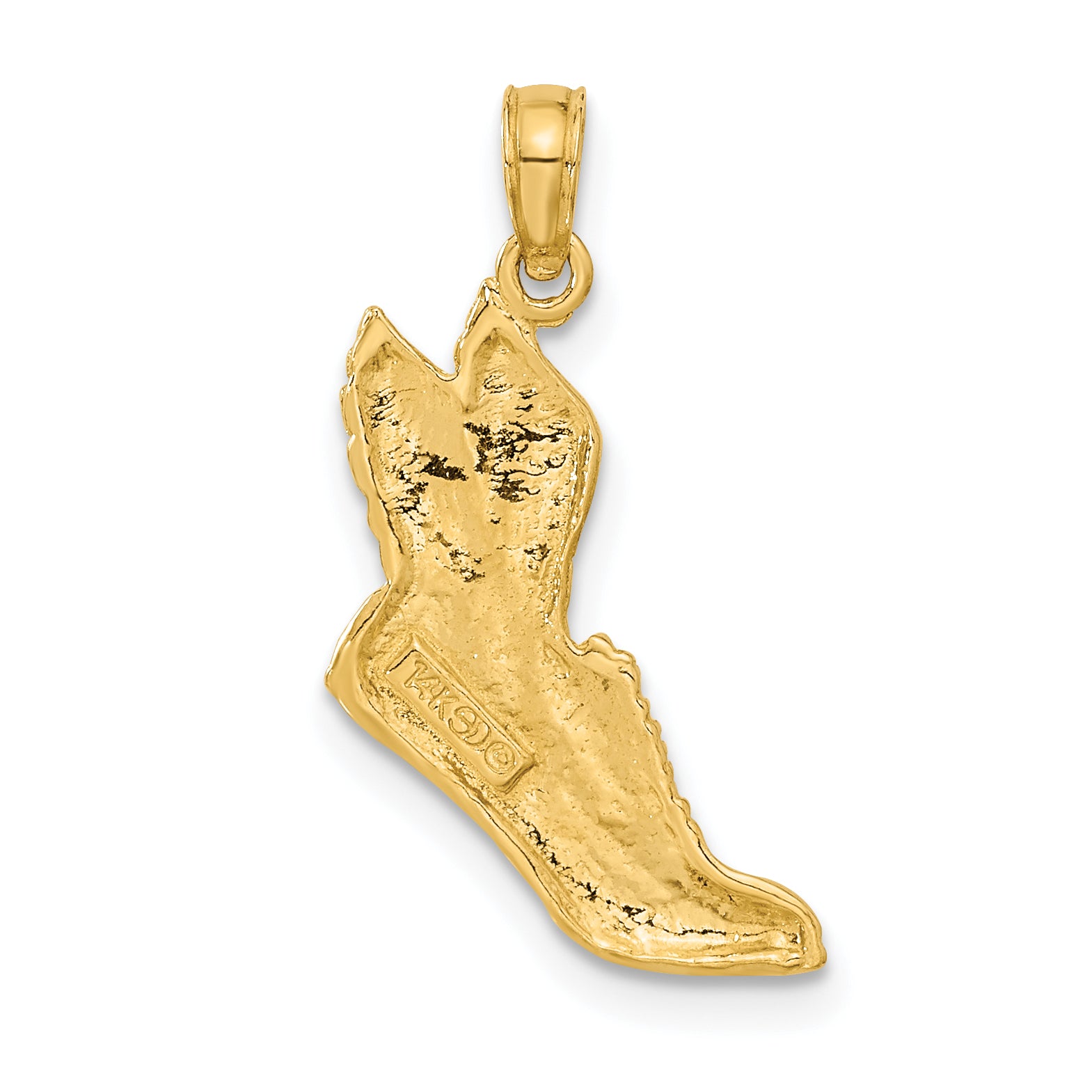 14K Gold Polished Running Shoe Pendant for Men  Solid & Textured