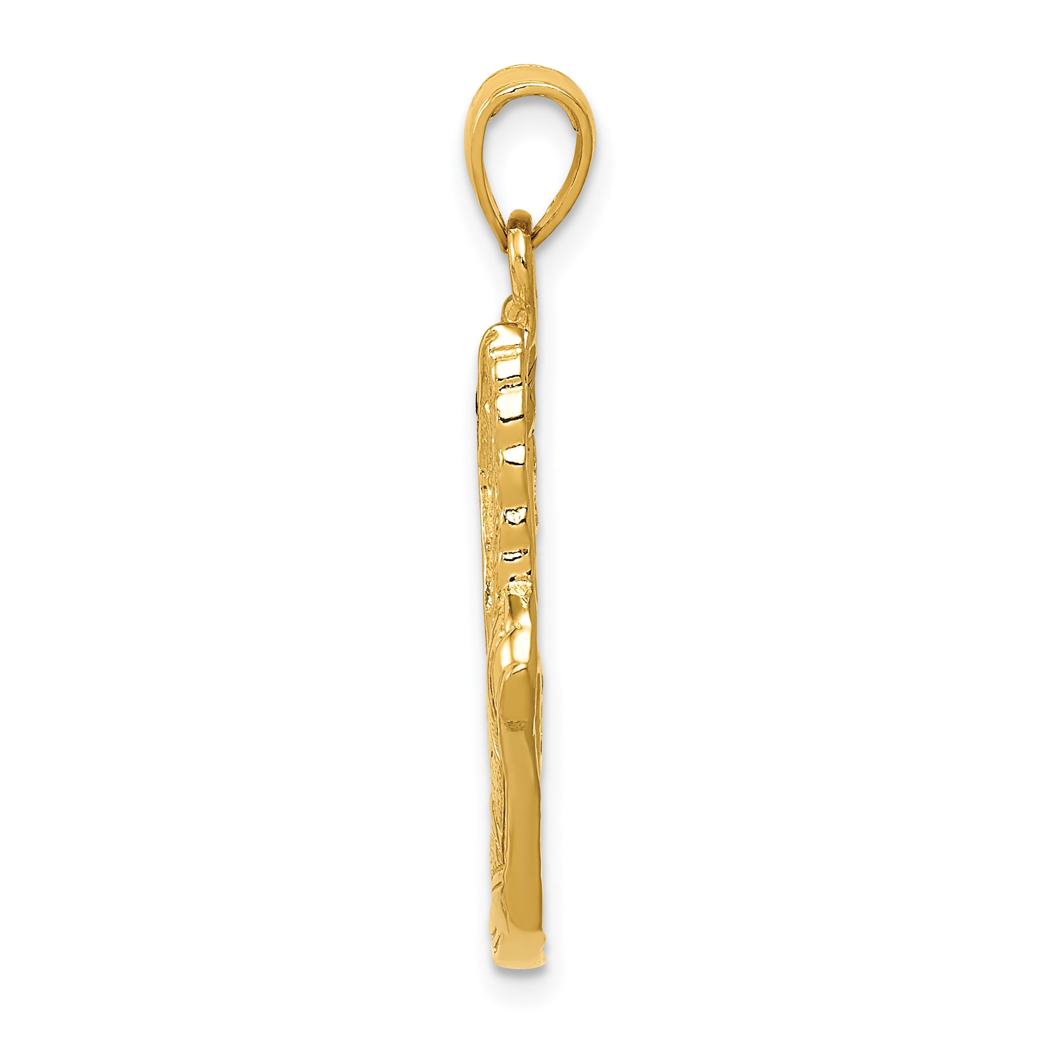14K Gold Polished Running Shoe Pendant for Men  Solid and Textured Design Secondary image