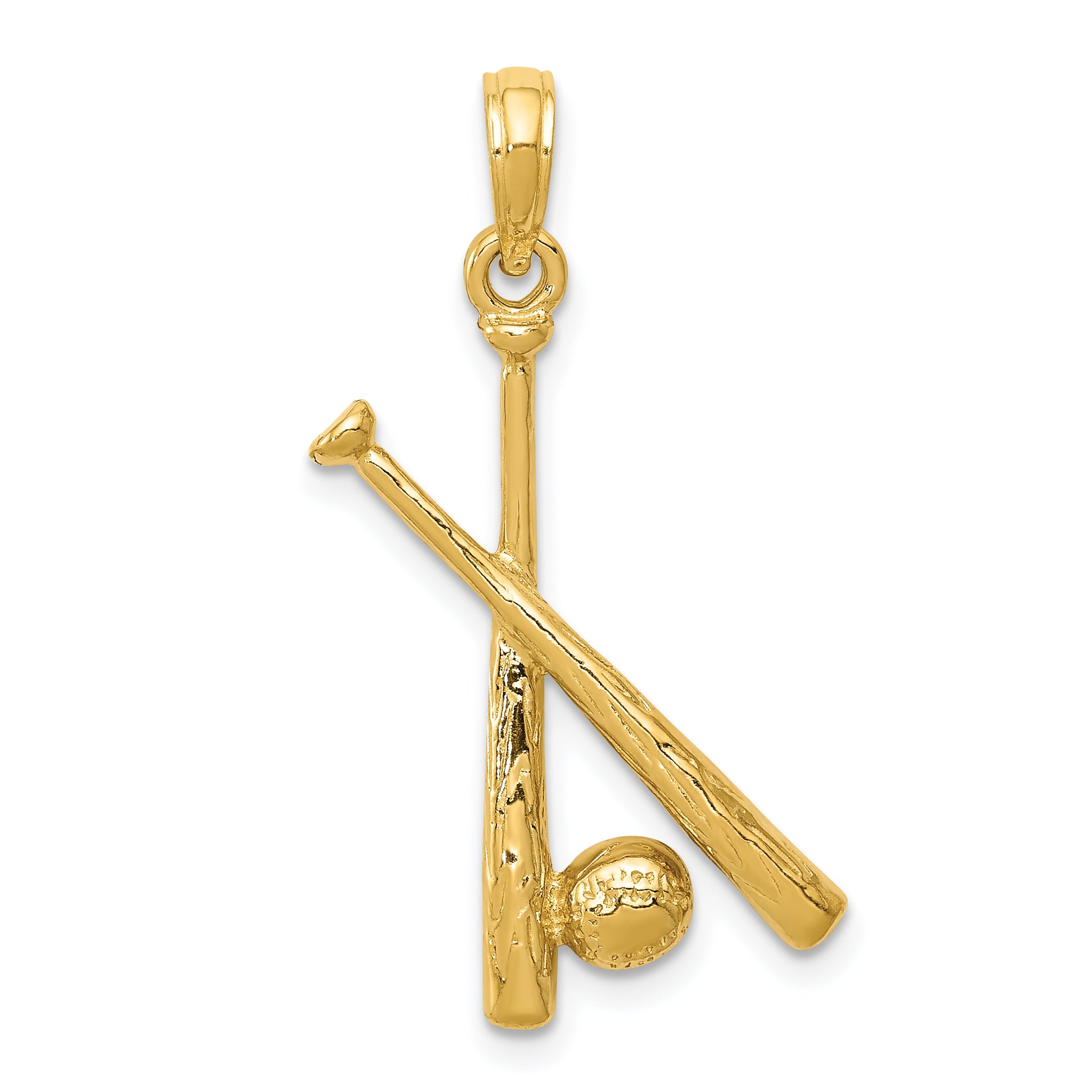 14K Polished Open-Backed Bats and Baseball Pendant Main image