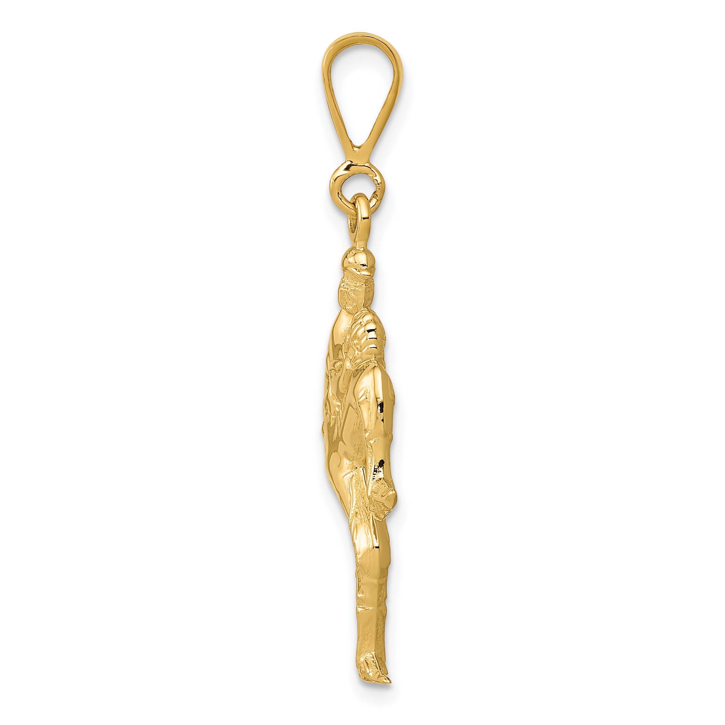 14K Gold 3D Baseball Pitcher Charm for Men with Polished Finish Secondary image