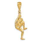 14K Gold 3D Baseball Pitcher Charm for Men with Polished Finish