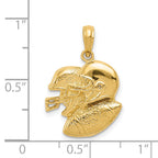 14K Gold Double Football Helmets and Ball Charm with Polished Finish