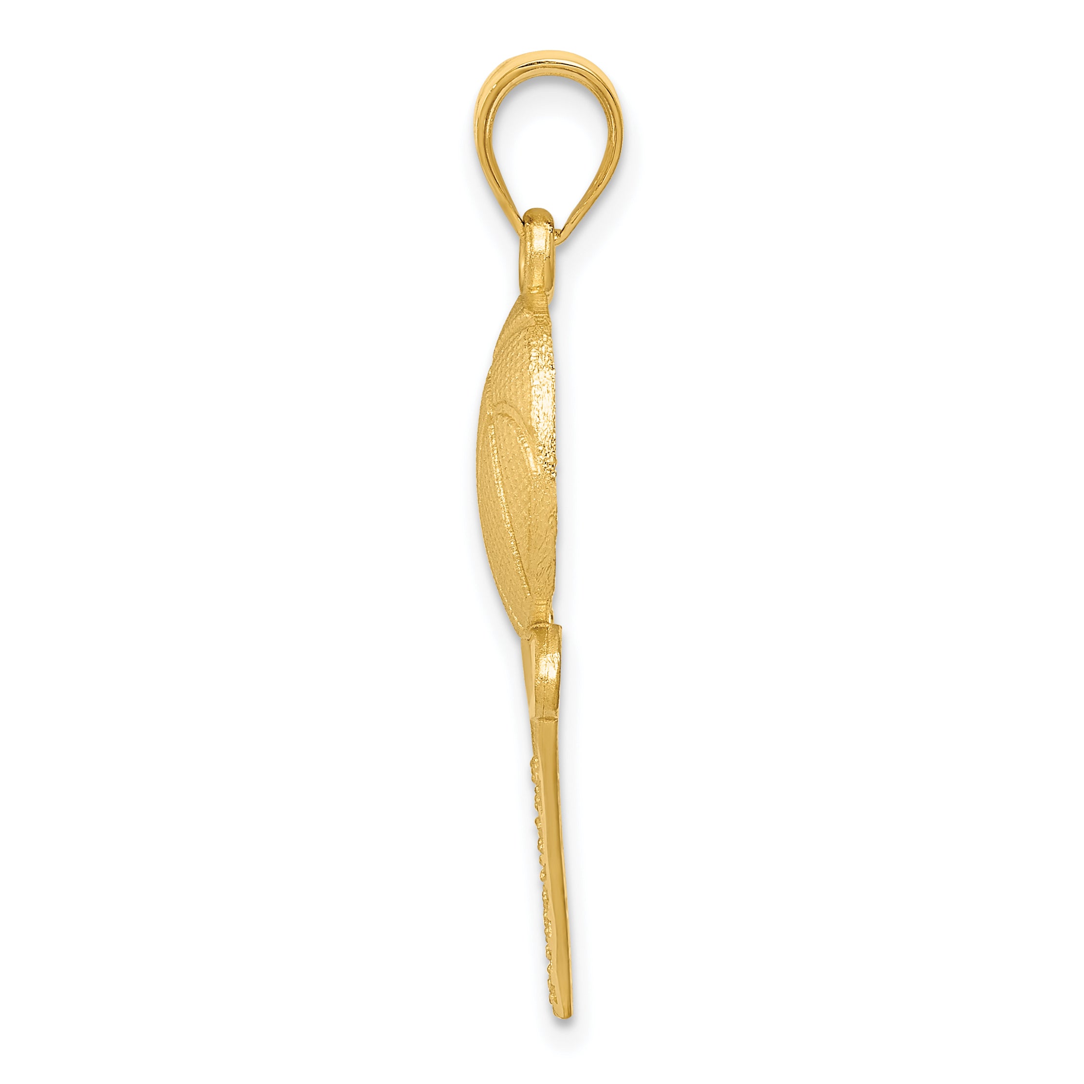 14K Gold Satin Diamond-Cut Basketball Pendant for Men Polished Finish