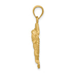 14K Gold Satin Angel in Circle Pendant with Brushed Finish