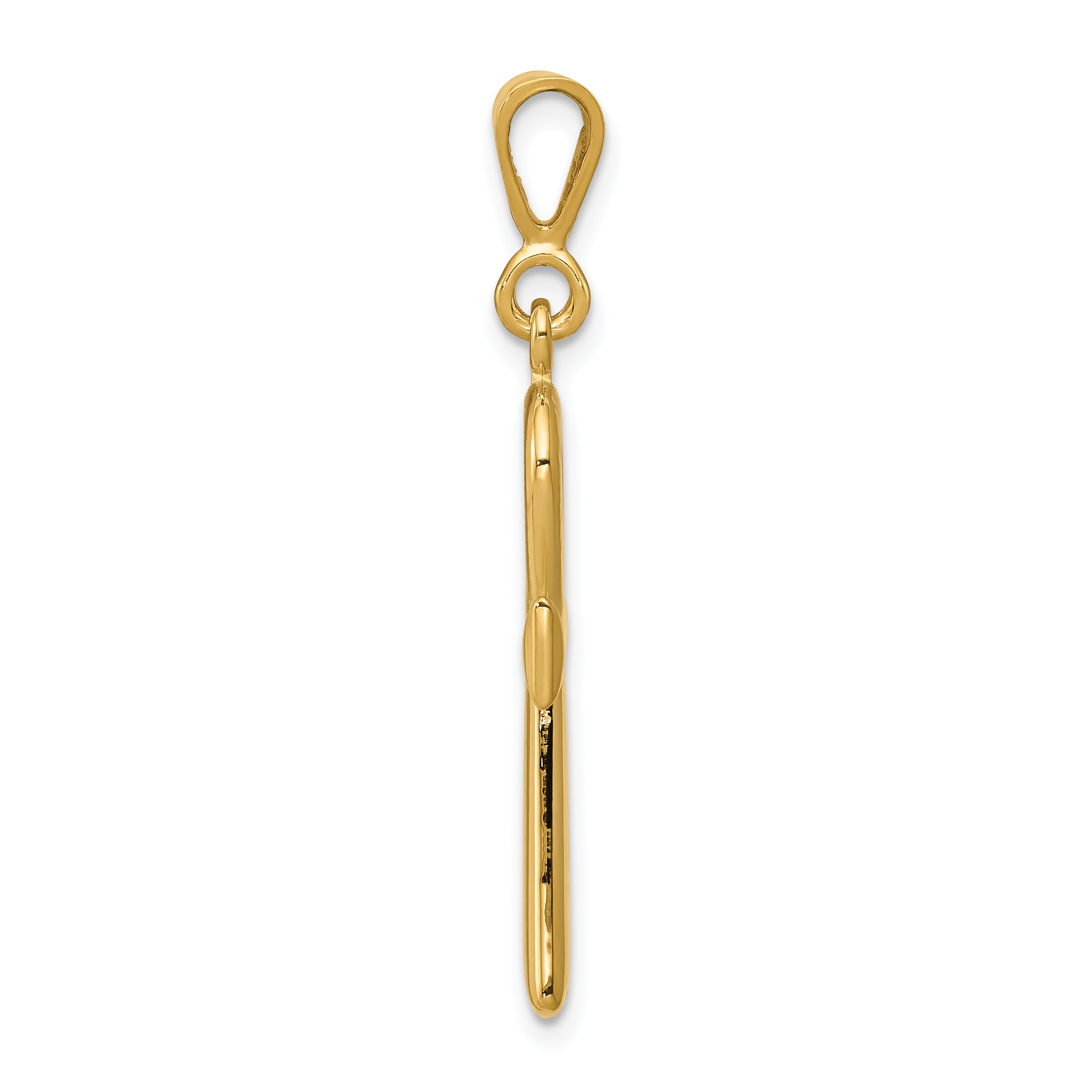 14K Gold Polished Egyptian Ankh Cross Pendant, Solid & Reversible