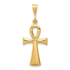 14K Gold Polished Egyptian Ankh Cross Pendant, Solid & Reversible