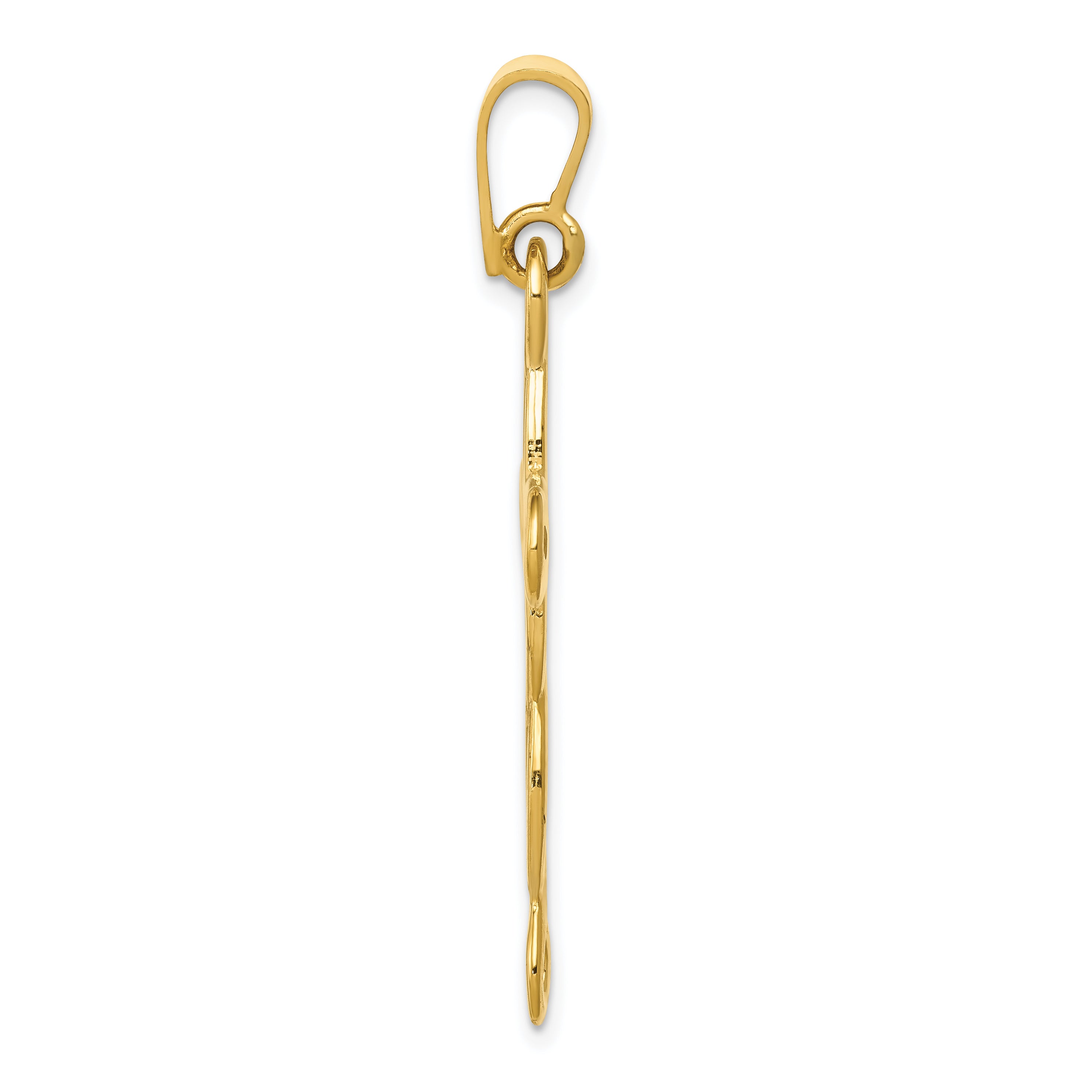14K Gold Polished Cross Pendant with Flat Back  Solid, Casted Design Secondary image