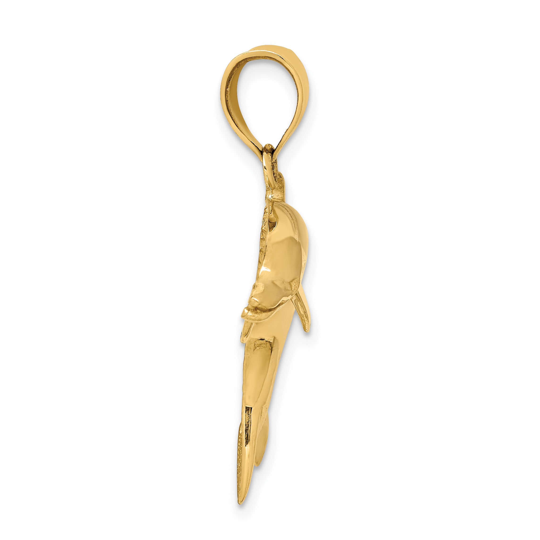 14K Gold Dolphin Pendant for Men Solid Casted Design Secondary image