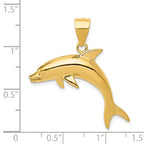 14K Gold Dolphin Pendant for Men Solid Casted Design