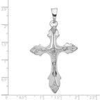 14K White Gold Crucifix Pendant with Rhodium Finish Solid and Elegant