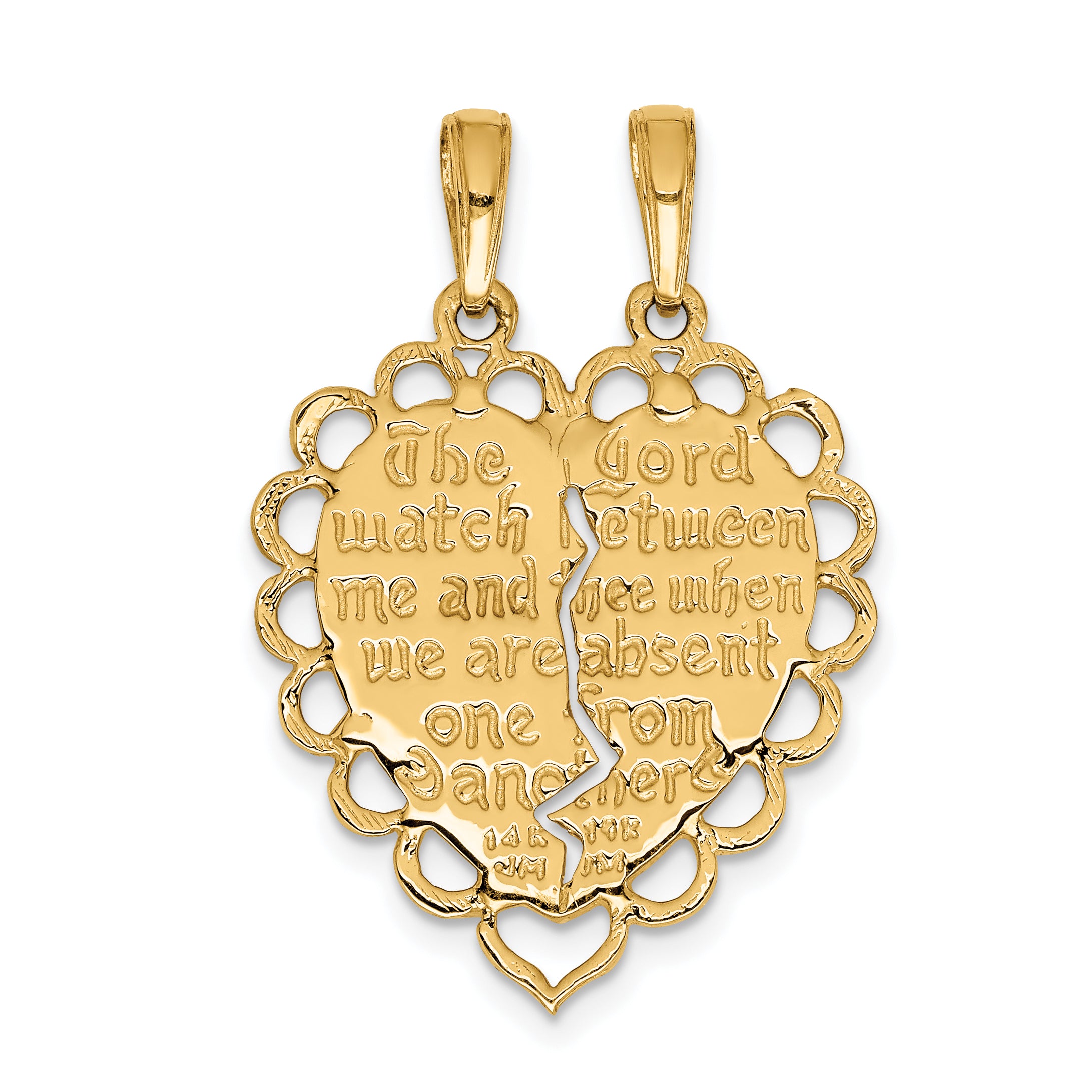 14K Gold Reversible Mizpah Break Apart Charm Pendant Elegant, Themed Design