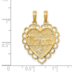 14K Gold Reversible Mizpah Break Apart Charm Pendant Elegant, Themed Design