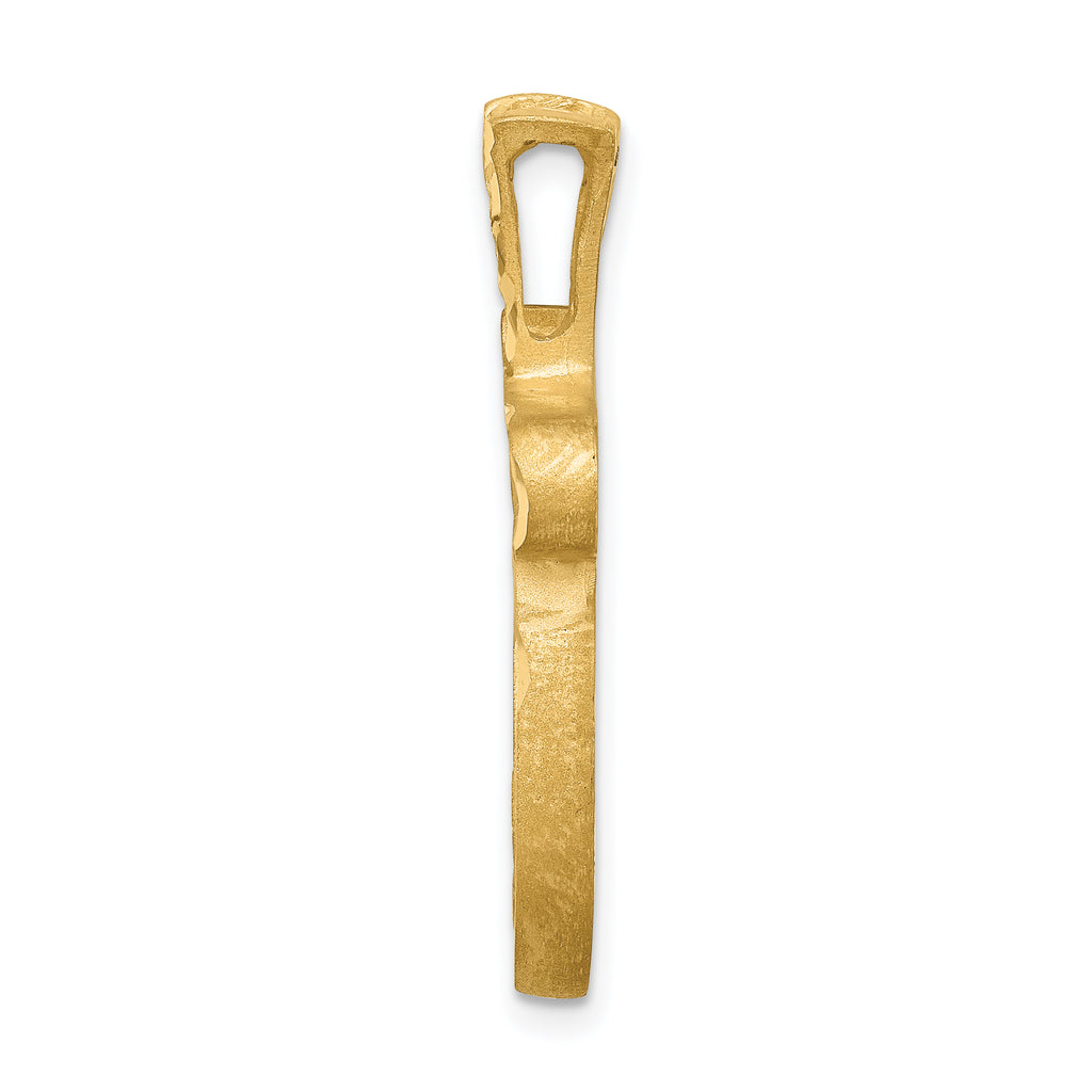 14K Gold Filigree Chai Pendant with Polished Diamond-Cut Finish