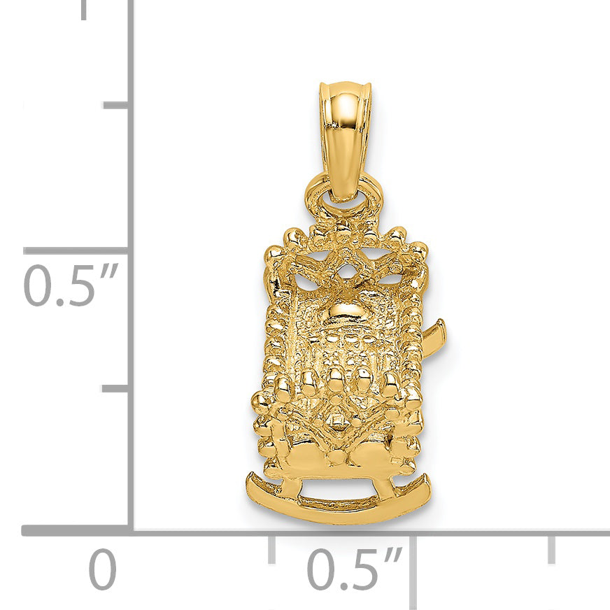 14k  3D Baby Cradle Charm