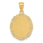 14K Gold Gemini Zodiac Oval Pendant with Polished Satin Finish