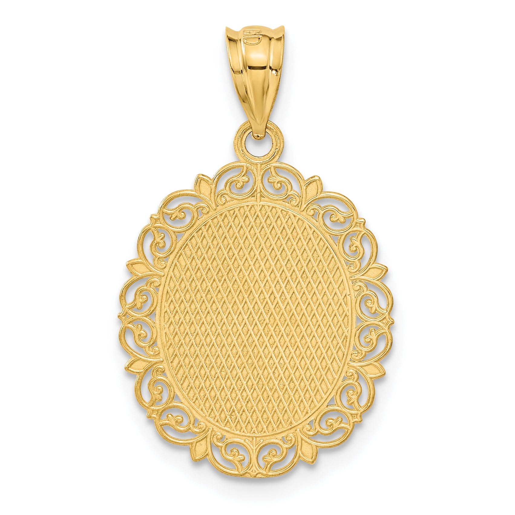 14K Gold Gemini Zodiac Oval Pendant with Polished Satin Finish