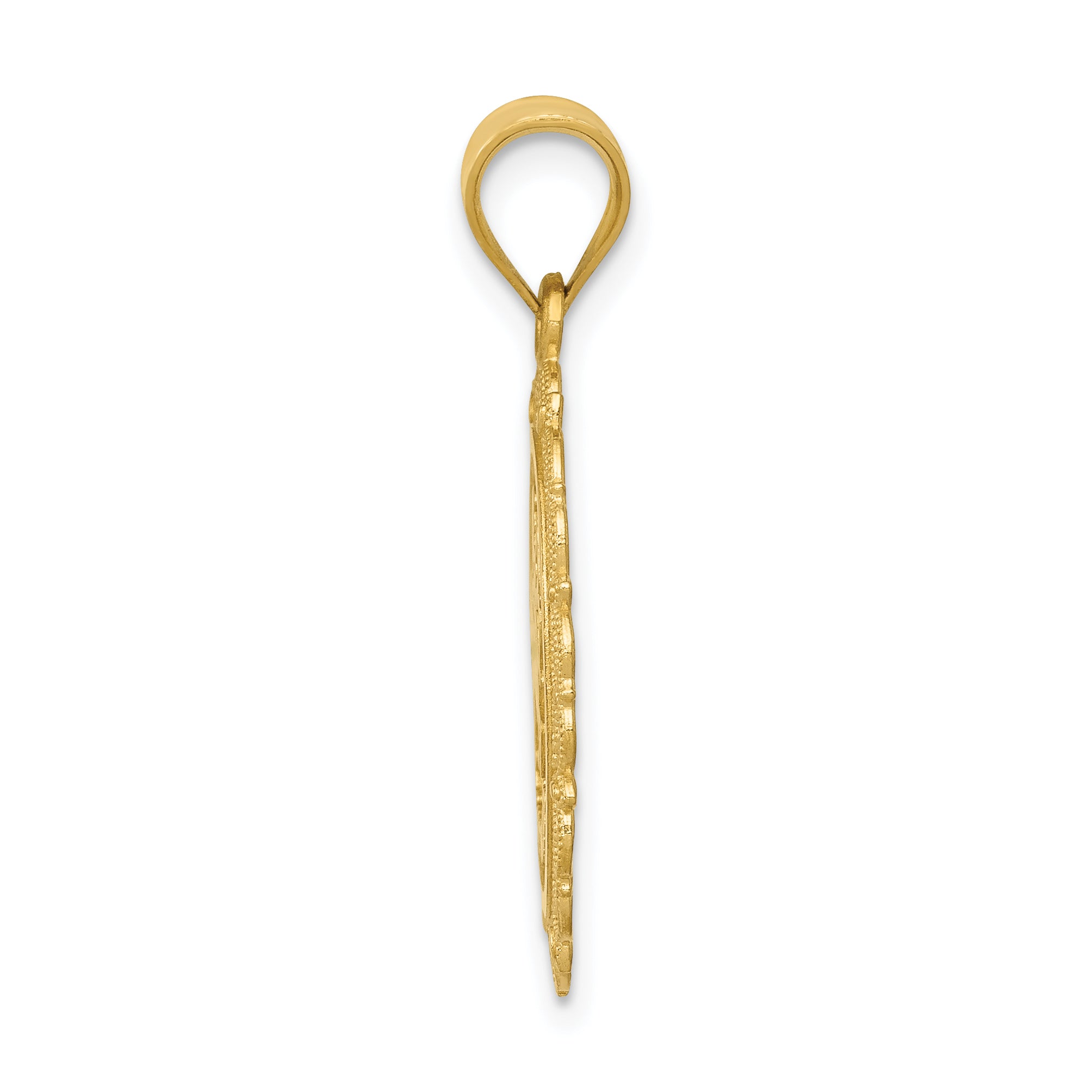 14K Gold Sagittarius Zodiac Pendant with Polished Satin Finish Elegant Oval Design