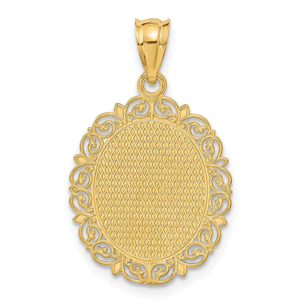 14K Gold Sagittarius Zodiac Pendant with Polished Satin Finish Elegant Oval Design