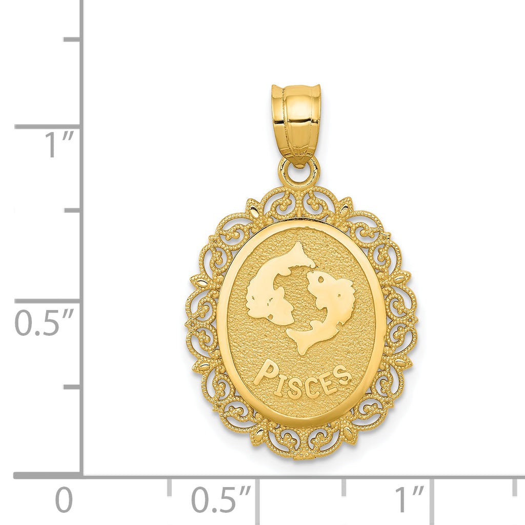 14K Gold Pisces Zodiac Pendant with Polished Satin Finish  Elegant Design by Sophia Jewelers