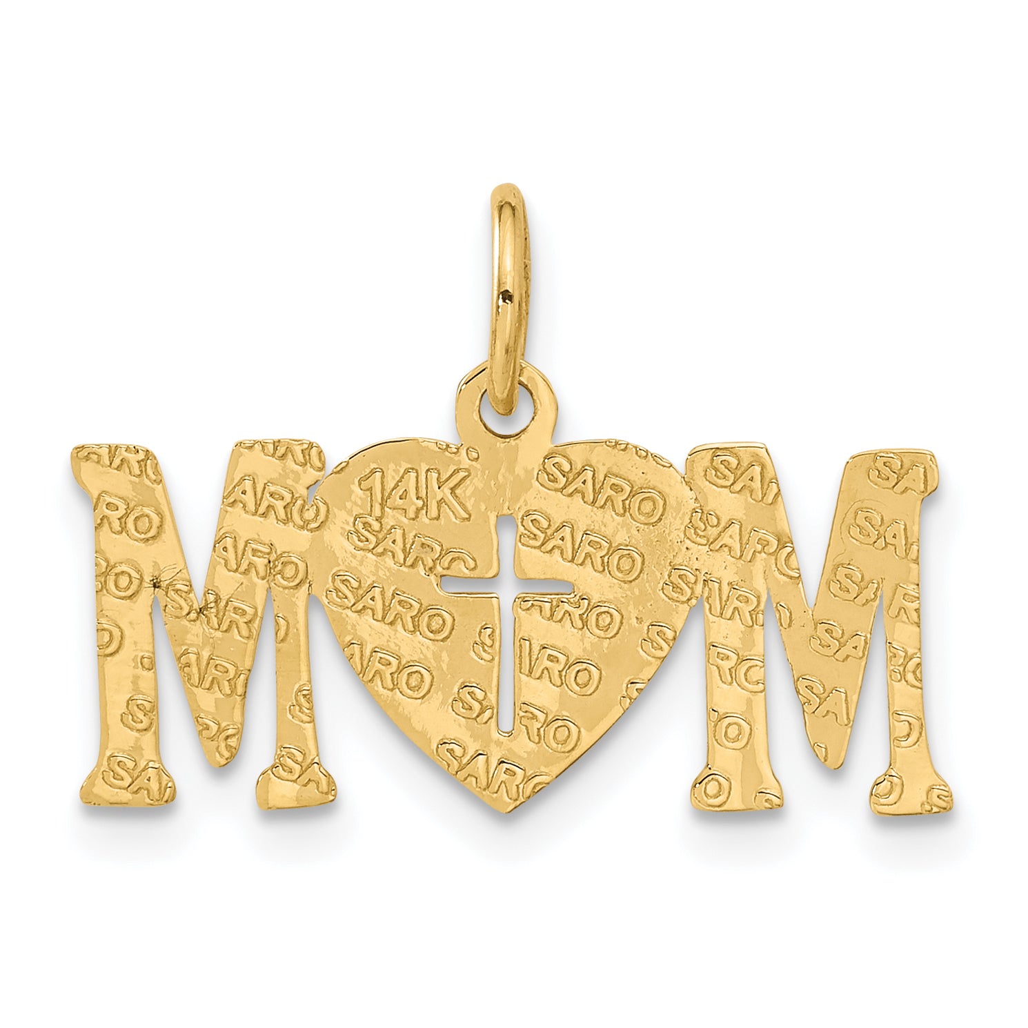 14k Polished MOM with Cross Charm