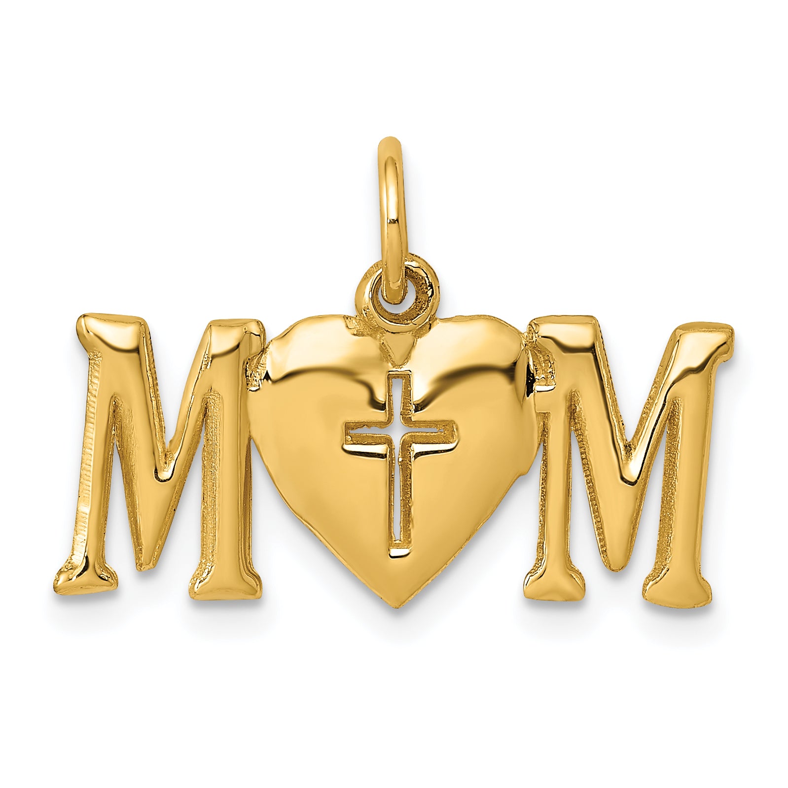 14k Polished MOM with Cross Charm Main image