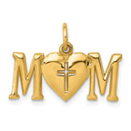 14k Polished MOM with Cross Charm